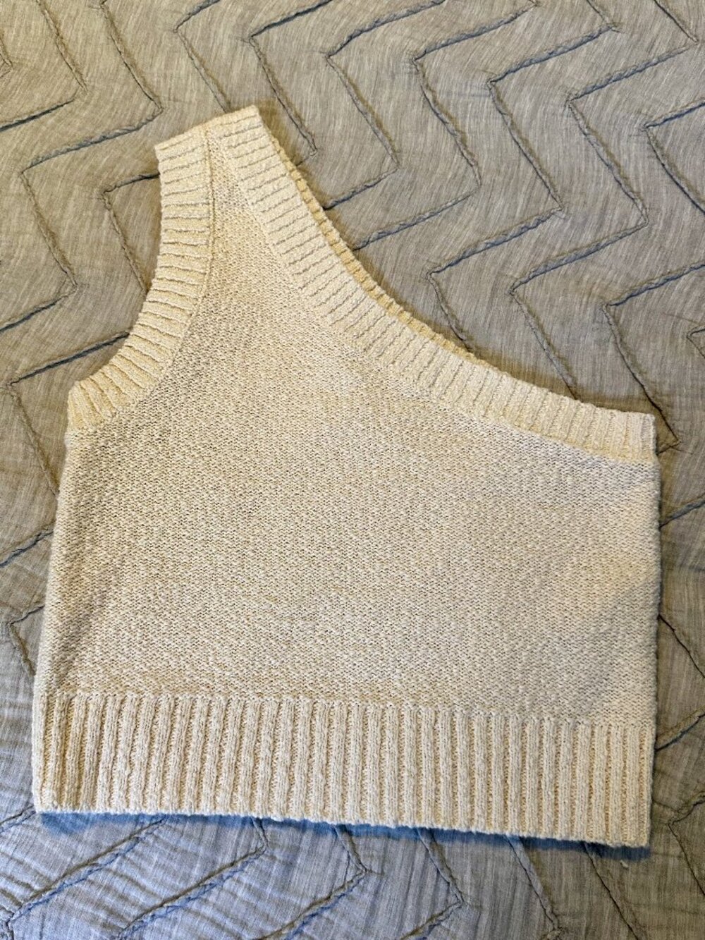 Madewell Cream One-Shoulder Ribbed Sweater Vest Sz S